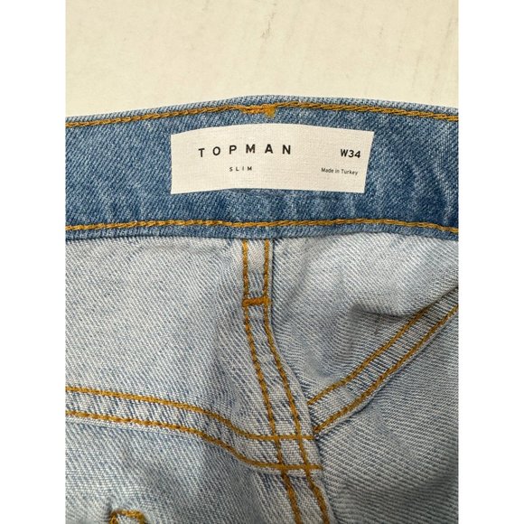 TOPMAN NWOT SZ 34 Two Tone Mens Frayed Jean Short - Picture 4 of 9